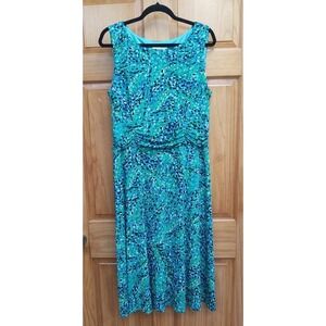 Laura Jeffries Size 14 Sleeveless Pullover Waist Band Ruched Lined Bodice Midi